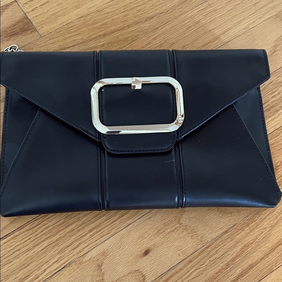 Banana Republic Black Clutch with Gold Buckle - Picture 1 of 4